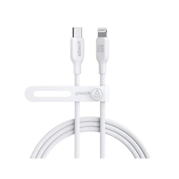 كيبل أنكر 542 مصنوع من مواد طبيعية ومتين USB-C إلى Lightning مقاس 6 قدم | أبيض كيبل أنكر 542 مصنوع من مواد طبيعية ومتين USB-C إلى Lightning مقاس 6 قدم | أبيض